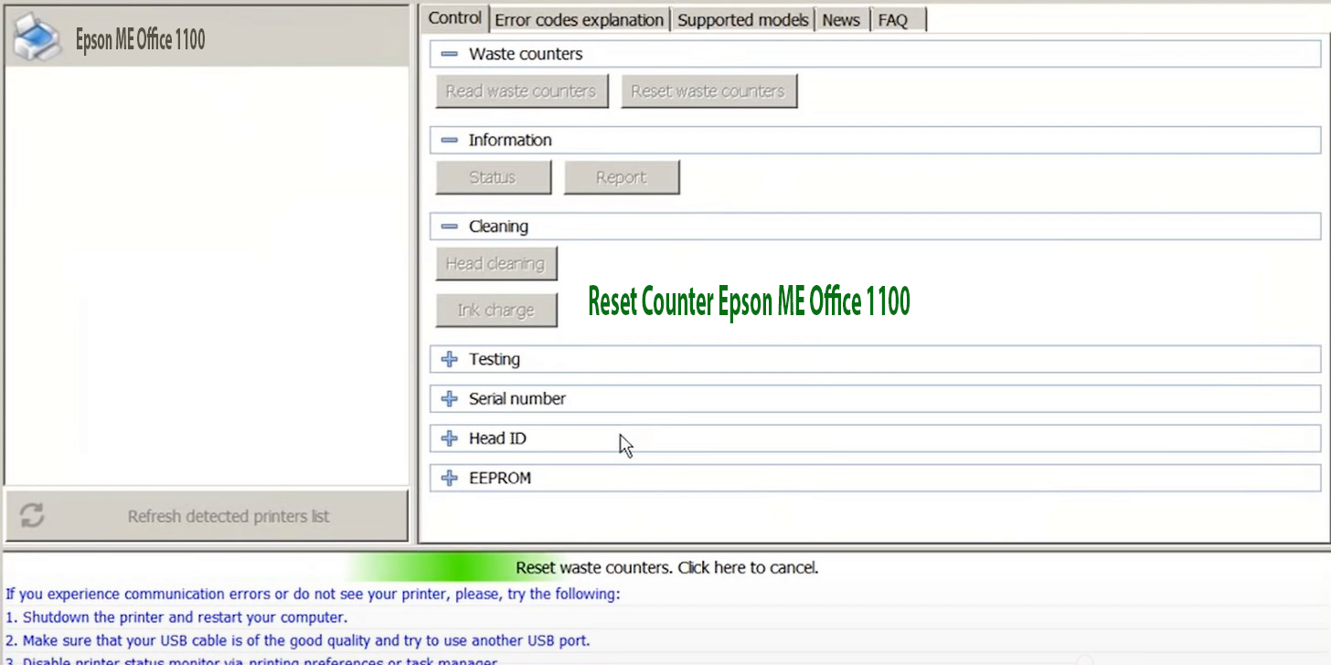 Reset Epson ME Office 1100 Step 5